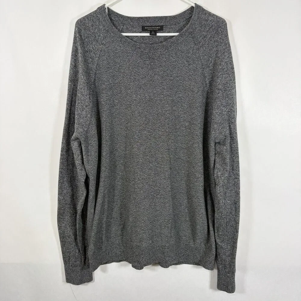 Banana Republic Organic Cotton Crewneck Sweater Mens Size XL Gray Pullover